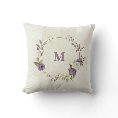 mauve and white flowers throw pillow