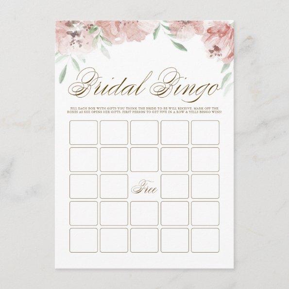 Mauve Blush Pink Flowers Bridal Shower Bingo Invitations