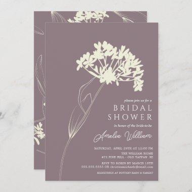 Mauve & Cream Modern Floral Bridal Shower Invitations