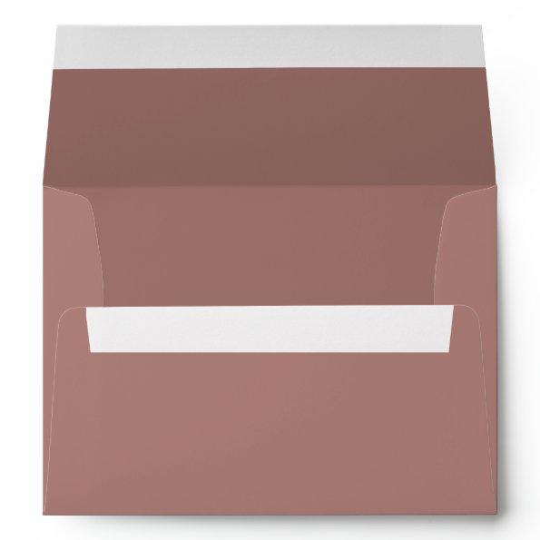 Mauve / dusty rose minimalist fall autumn wedding envelope