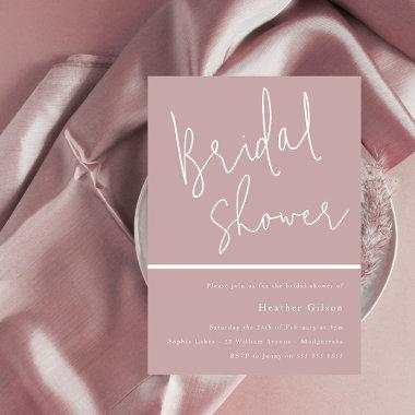 Mauve Dusty Rose Pink Modern Bridal Shower Invitations