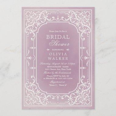 Mauve elegant romantic vintage Bridal Shower Invitations