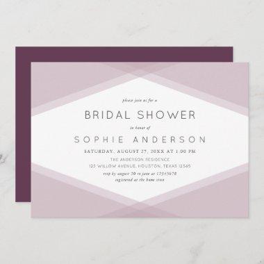 Mauve Layered Geometric Dark Purple Bridal Shower Invitations