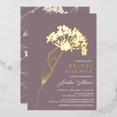 Mauve Modern Floral  Foil