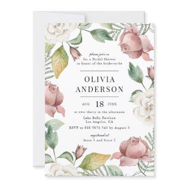 Mauve Pink and White Roses Floral
