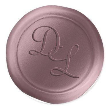 Mauve Purple 2 Letter Monogram Wax Seal Stickers