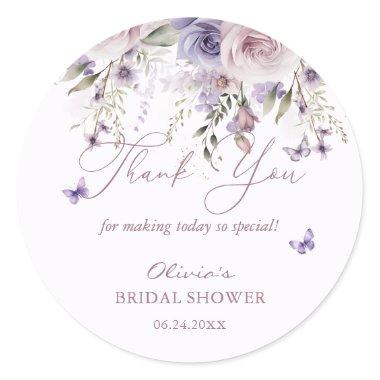 Mauve Purple Butterfly  Thank You Classic Round Sticker