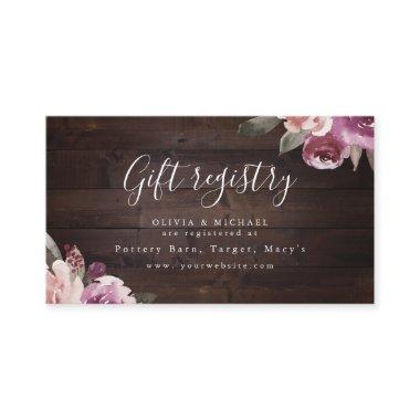 Mauve purple floral rustic  registry place