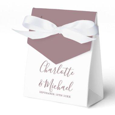 Mauve Signature Script Elegant Wedding Favor Boxes