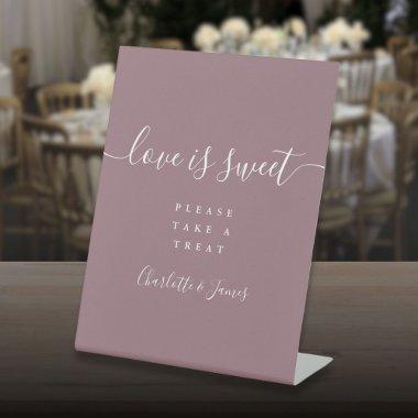 Mauve Signature Script Love Is Sweet Favor Pedestal Sign