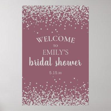 Mauve Silver Confetti Bridal Shower Poster