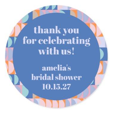 Maximalist Blue Purple Custom Bridal Shower Thank Classic Round Sticker