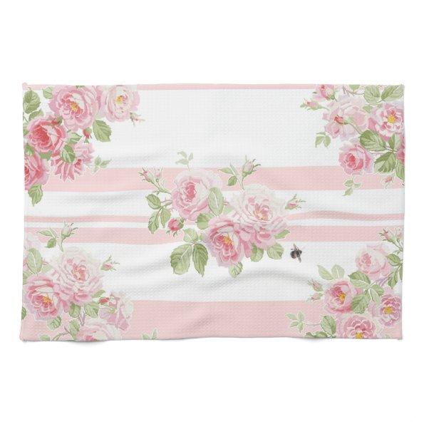 May Day Summer Roses peony stripe Towel