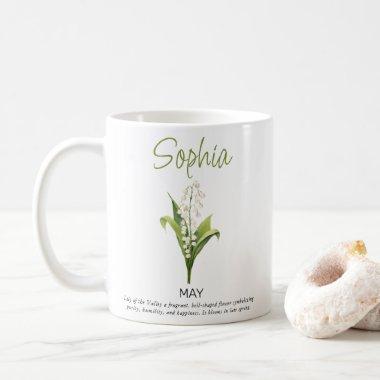 May Personalized Birth Flower Coffee Mug
