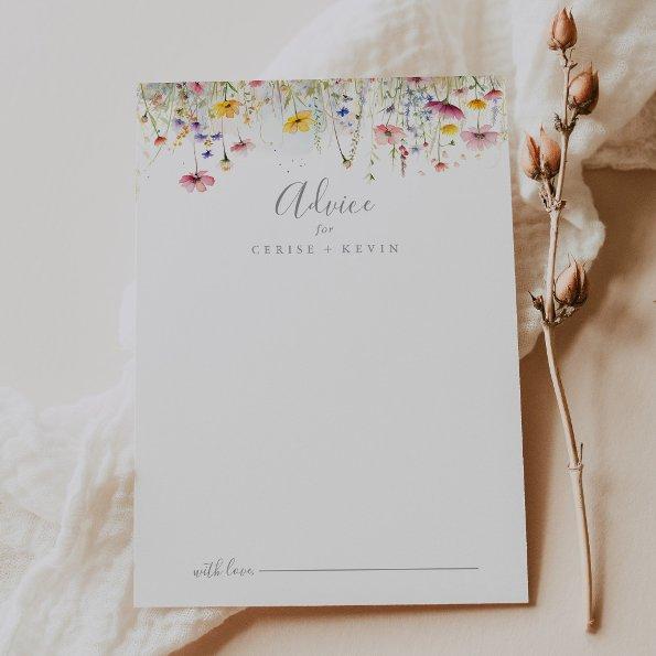 Meadow Colorful Wildflower Wedding Advice Card