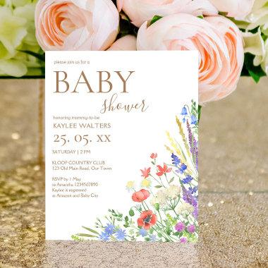 Meadow flowers budget baby shower Invitations