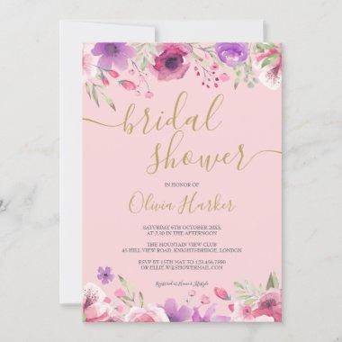 Meadow Flowers Floral Bridal Shower Invitations