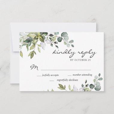 MEAL CHOICE Eucalyptus Greenery Wedding RSVP Card