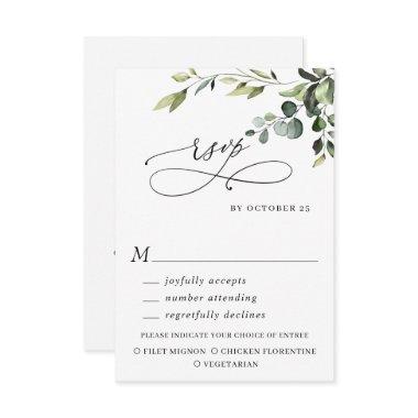MEAL CHOICE Eucalyptus Watercolor Floral Wedding RSVP Card
