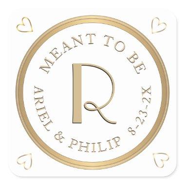 Meant to Be Mini Monogram Label Wedding Gold Heart