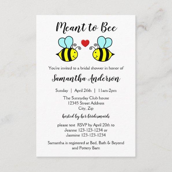 Meant to Bee - 3x5 Bridal Shower Invitations