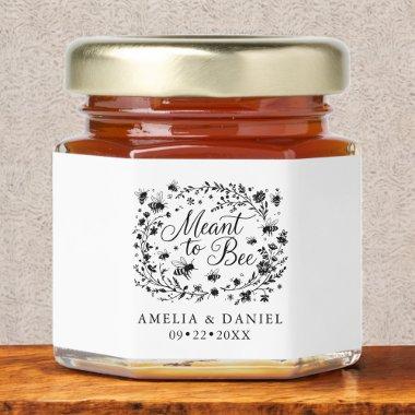 Meant to Bee Black White Minimalist Wedding Honey Jar Favors