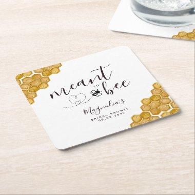 Meant to Bee Bridal Shower Square Paper Coaster