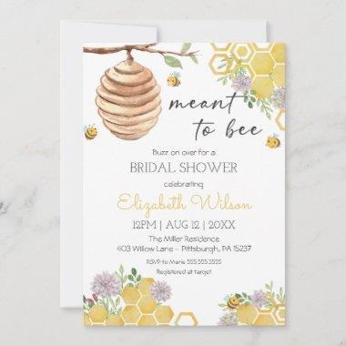 Meant to Bee Bridal Shower Watercolor Beehive Invitations