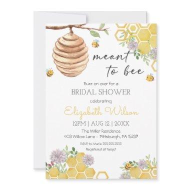 Meant to Bee Bridal Shower Watercolor Beehive Invitations