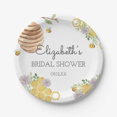 Meant to Bee Bridal Shower Watercolor Beehive Paper Plates