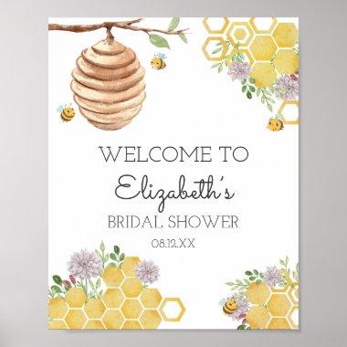 Meant to Bee Bridal Shower Watercolor Beehive Poster