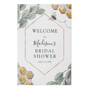 Meant to Bee Eucalyptus Baby Shower Welcome Faux Canvas Print
