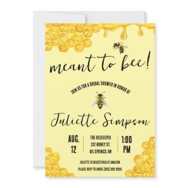 Meant to Bee! Honeybee, Honey, Bridal Shower Invitations