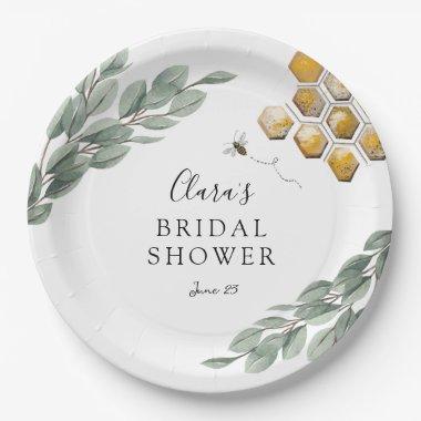 Meant to Bee Honeycomb Eucalyptus  Paper Plates