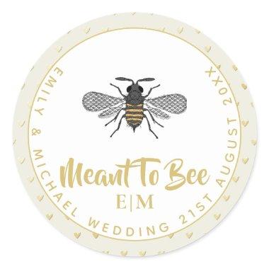 Meant To BEE Monogram Wedding  Thanks Classic Round Sticker