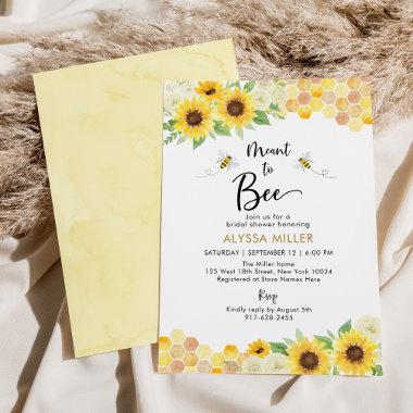 Meant to Bee Sunflower Honey Bee Bridal Shower Invitations