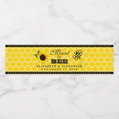 Meant To Bee Sunflower Wedding Water Bottle Label