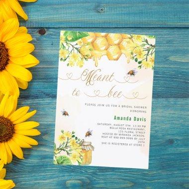Meant to bee yellow floral honeycomb bridal shower Invitations