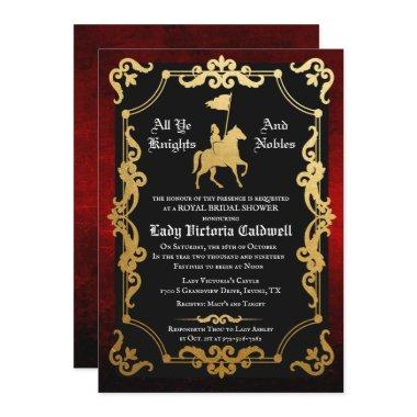 Medieval Knight Jousting Bridal Shower Invitations