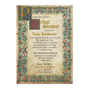 Medieval Manuscript Bridal Shower Invitation Invitations