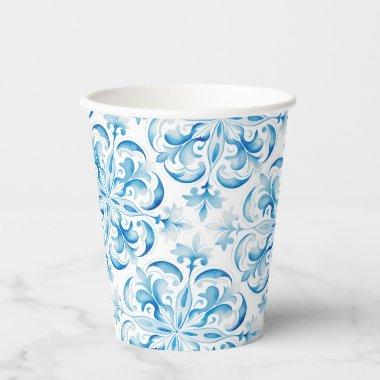 Mediterranean Blue and White Tile Paper Cups