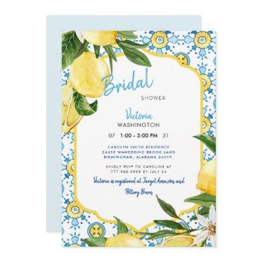 Mediterranean Blue & Lemons Modern Bridal