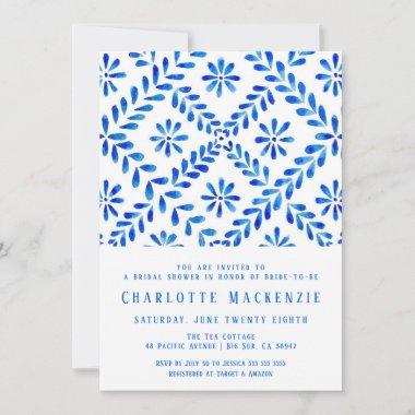 Mediterranean Blue Tile Beach Summer Bridal Shower Invitations