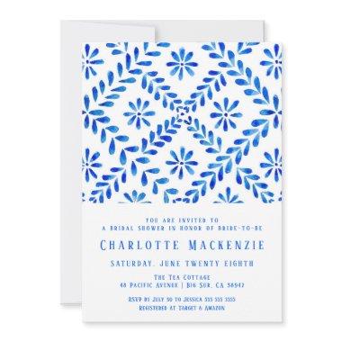 Mediterranean Blue Tile Beach Summer Bridal Shower Invitations