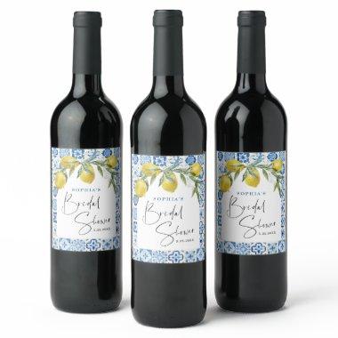 Mediterranean Blue Tile  Wine Labels