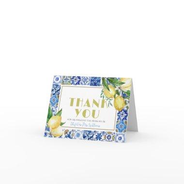 Mediterranean Blue Tile Citrus Lemon  Thank You
