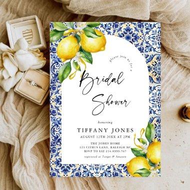 Mediterranean Blue Tiles Lemons Arch