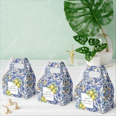 Mediterranean Blue Tiles Lemons  Favor Boxes