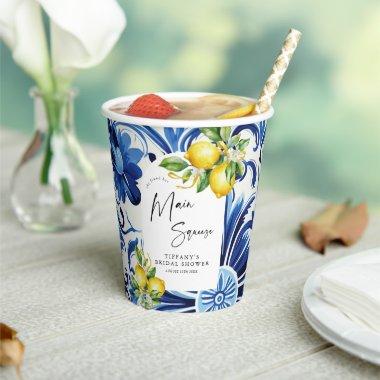 Mediterranean Blue Tiles Lemons  Paper Cups