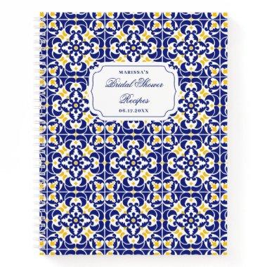 Mediterranean Blue Yellow Bridal Shower Recipe Notebook